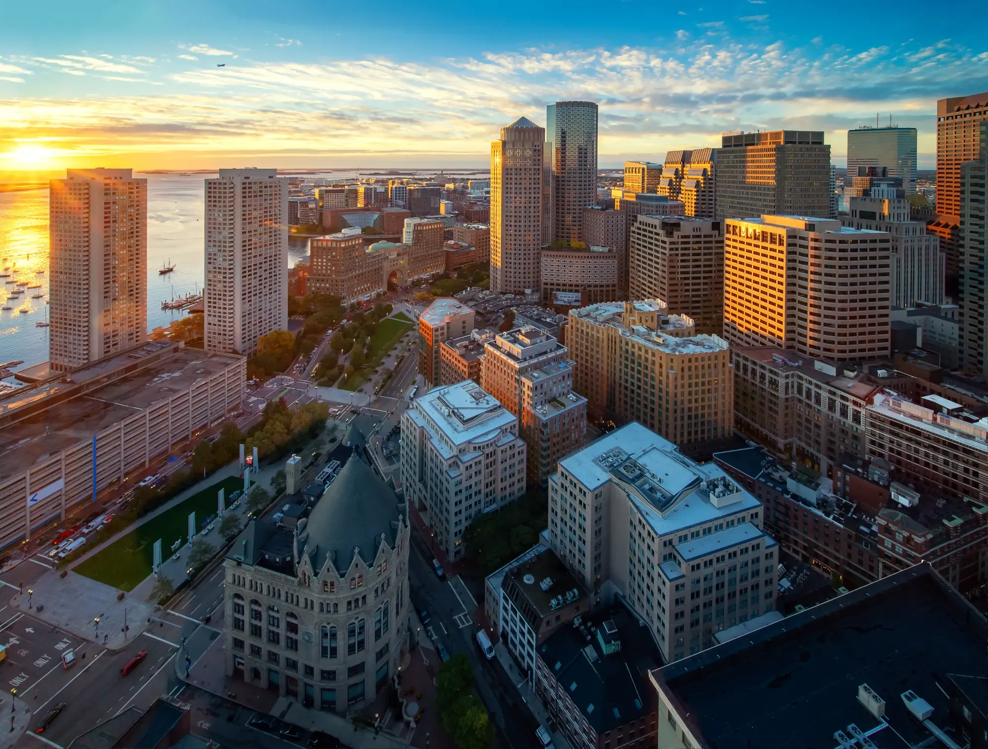 Boston city view from the roof top of Hotel